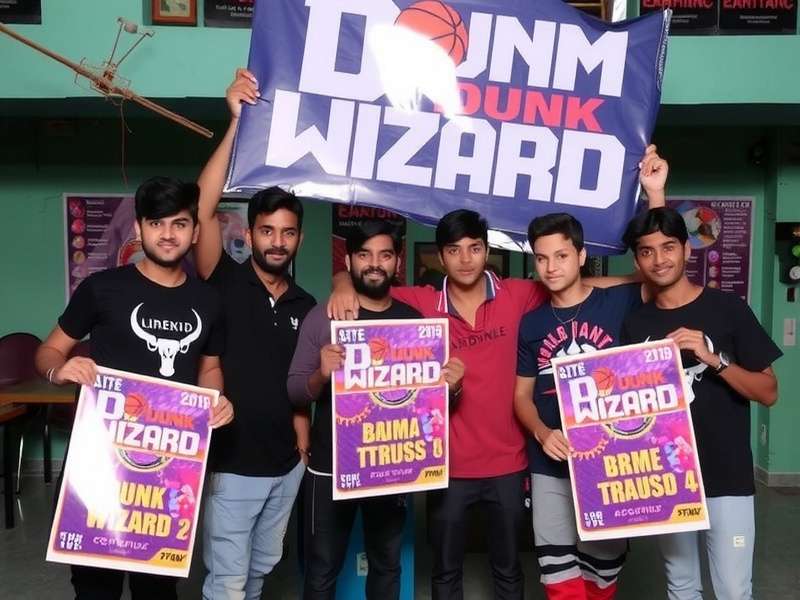 Slum Dunk Wizard offline meetup in Mumbai with players posing with game posters
